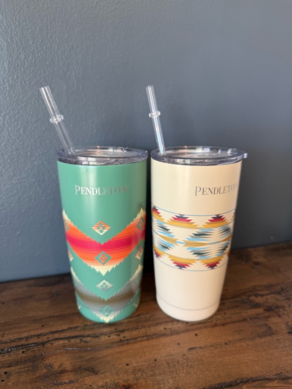 NWOT Pendleton Aztec Stainless Tumblers with Straws (Set of 2)
